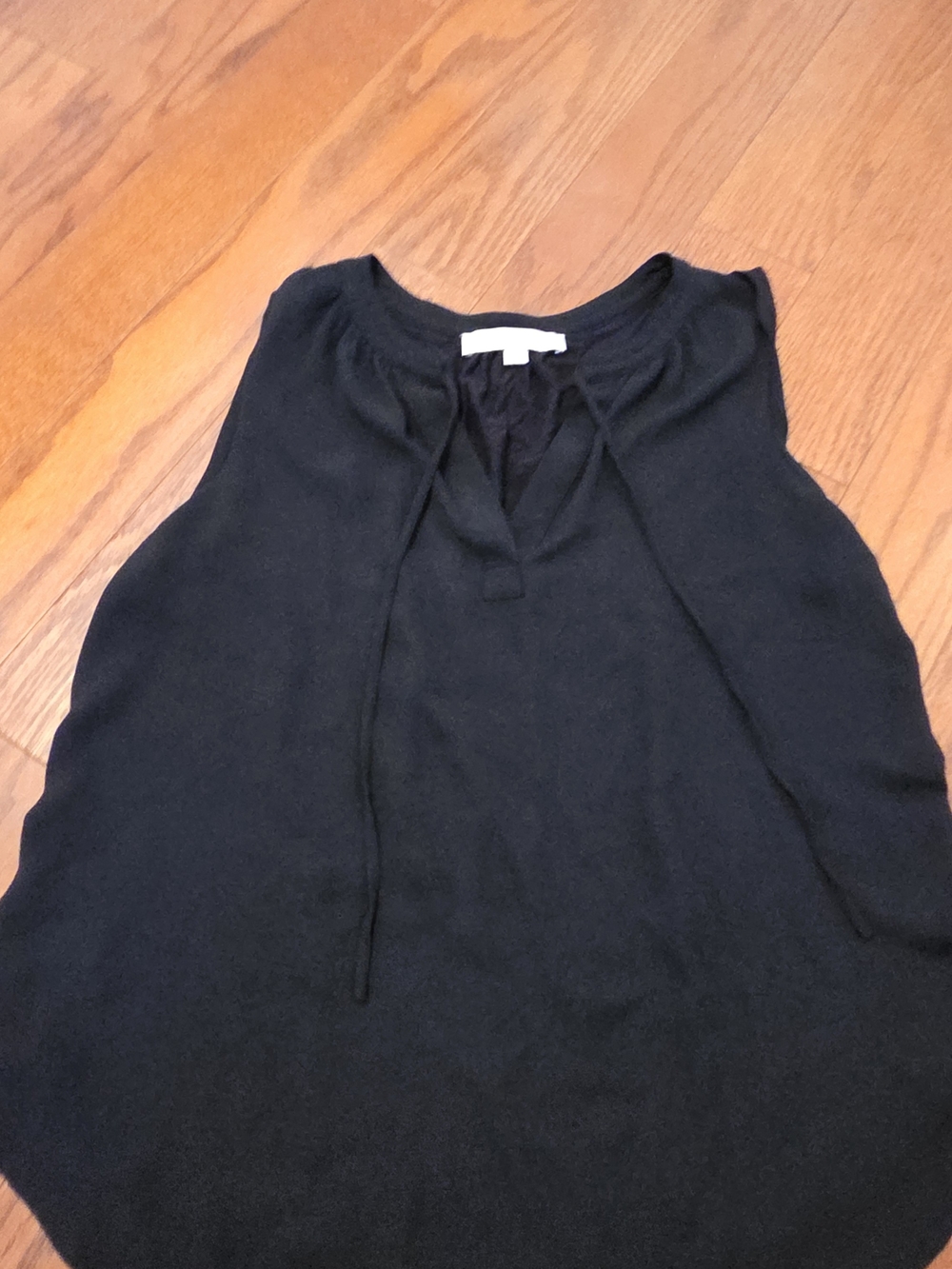 LOFT Black Sleeveless Tie-Neck Blouse